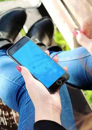 People and Technology to PC Tablet Computer Screen