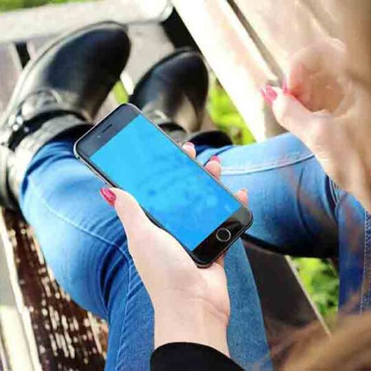 People and Technology to PC Tablet Computer Screen