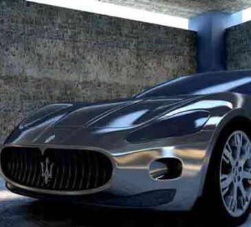 The sports car scene behind as the sun down