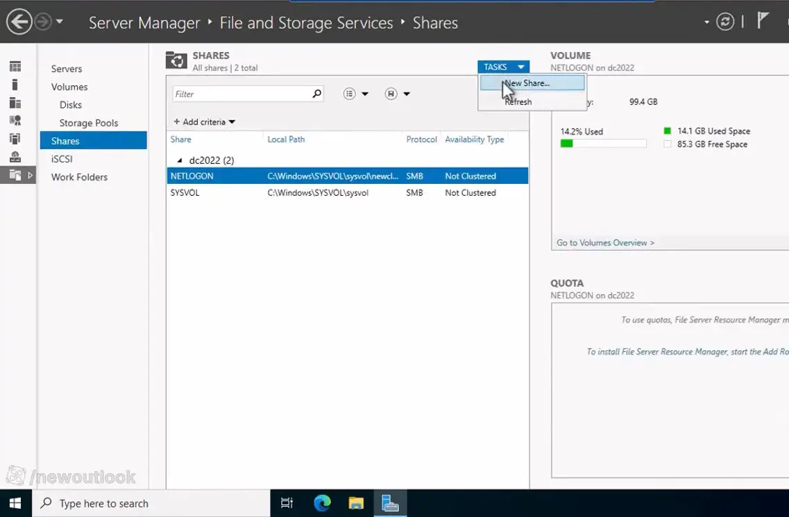 File sharing in Windows Server 2022  2025