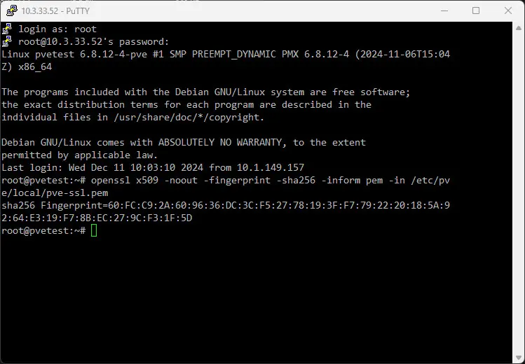 getting the fingerprint of the certificate 1