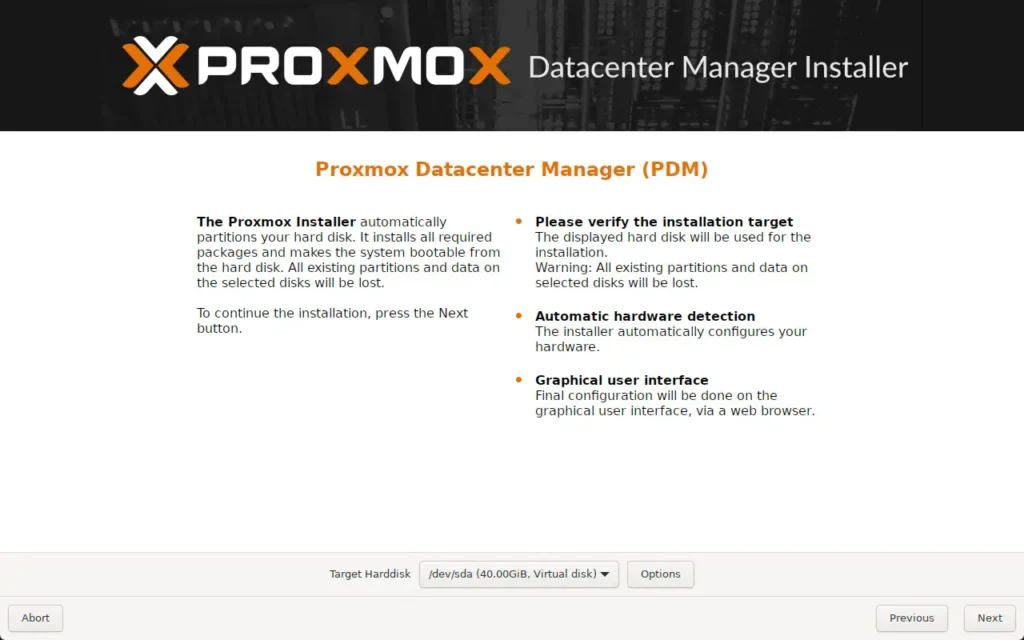 select the target hard disk for installation
