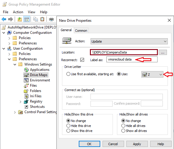 Auto Create Map Network Drive for all Users using Active Directory on Windows Server 2025