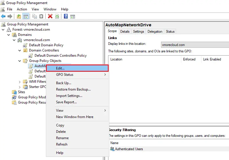 Auto Create Map Network Drive for all Users using Active Directory on Windows Server 2025