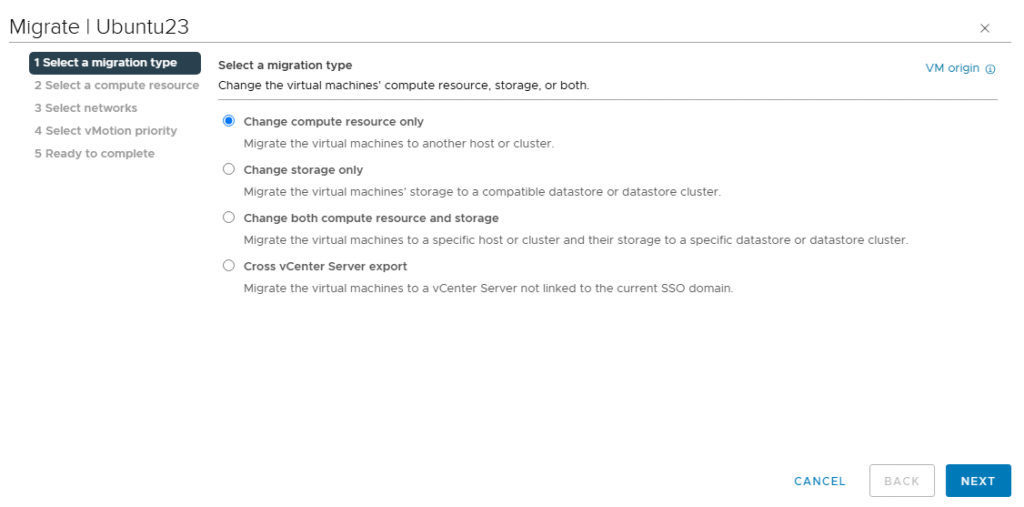 vMotion computer resources