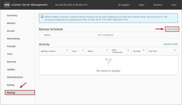 vCenter Server backup best practices