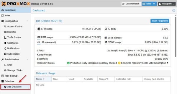 Proxmox Backup Server with NFS repository configuration