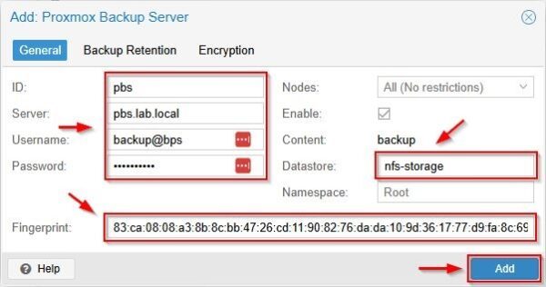 Proxmox Backup Server with NFS repository configuration