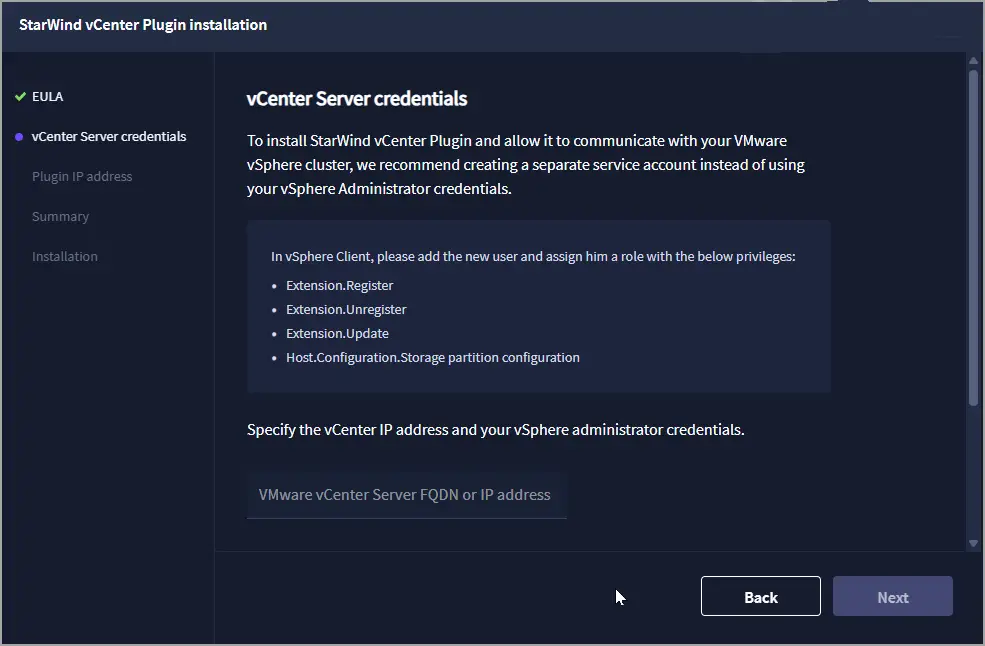 Installation of StarWind vSAN Plugin for vSphere