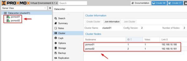 Create a Proxmox cluster