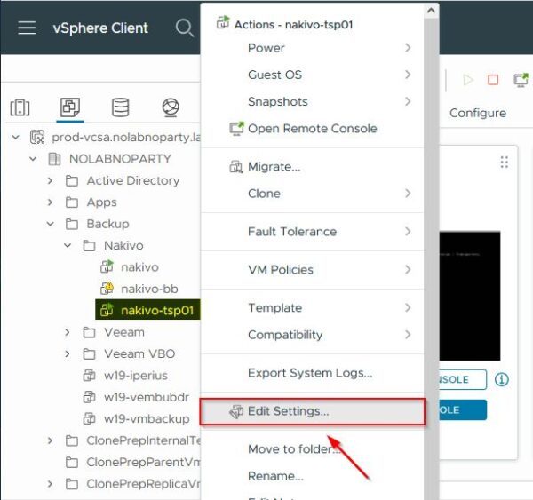 Nakivo: configure Boot Verification for VM Backups