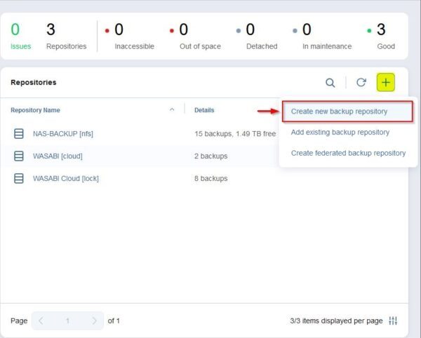 Nakivo: configure a Federated Repository