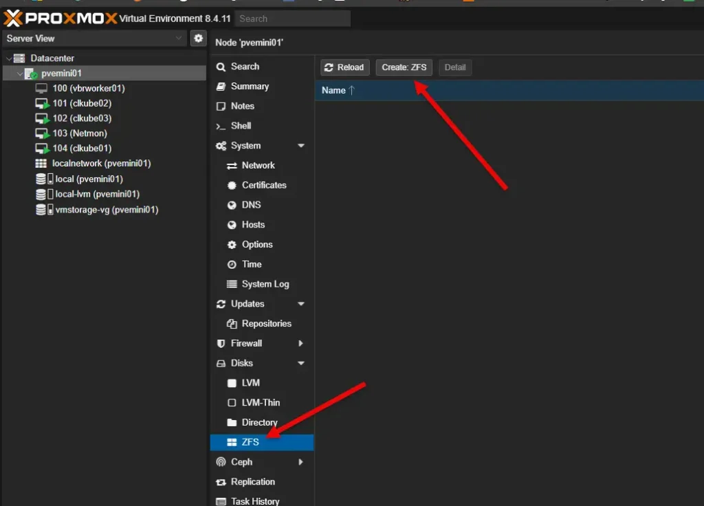 proxmox zfs natively integrated