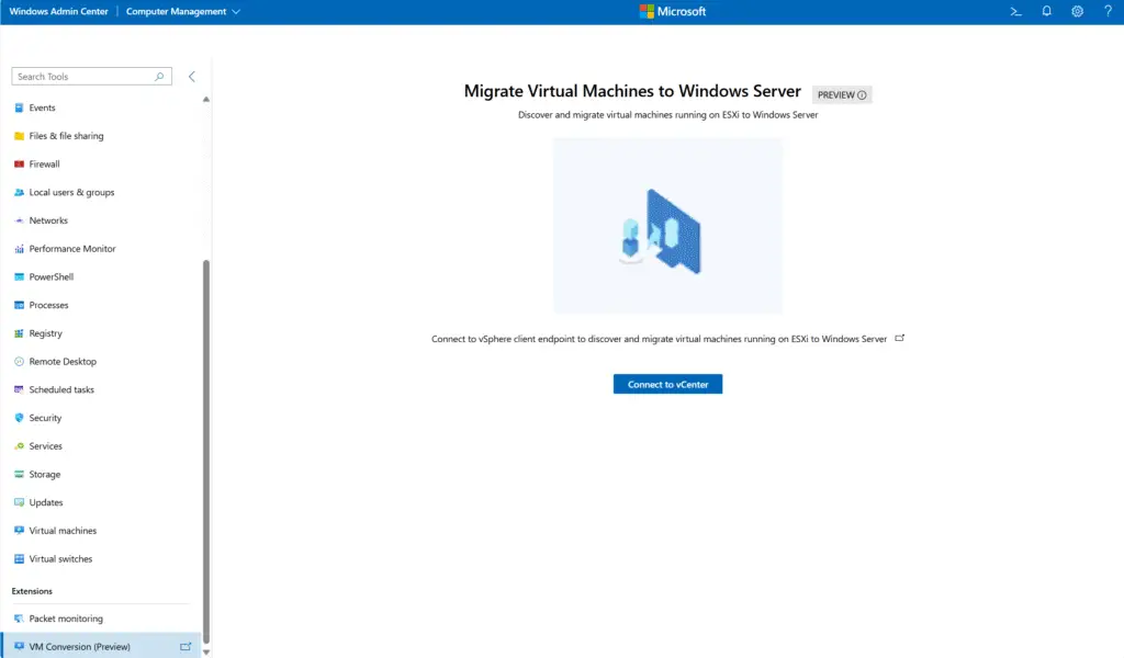 Migrate VMware virtual machines to Hyper-V in Windows Admin Center (Preview)