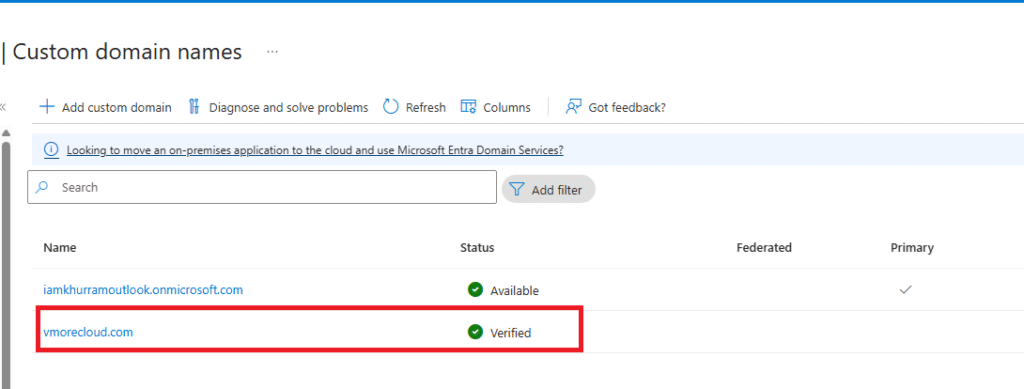 Adding a custom domain to Azure AD