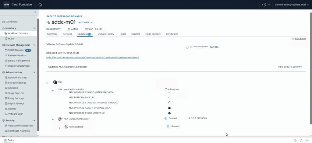 How to upgrade VMware Cloud Foundation to version 9.0?