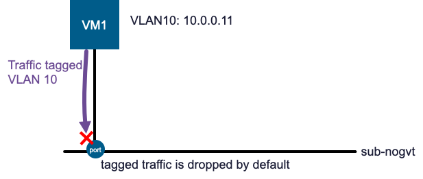 Routing VLAN tags to virtual private cloud (VPC) subnets in a virtualization environment