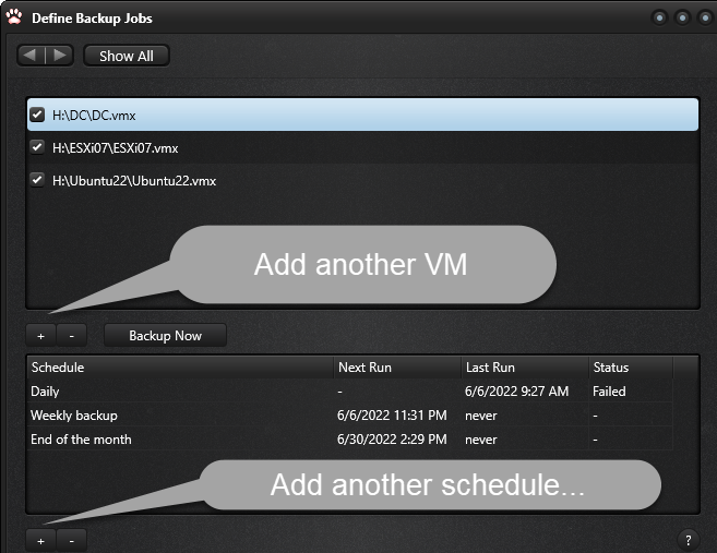 How To backup running VMs on VMware Workstation with schedule