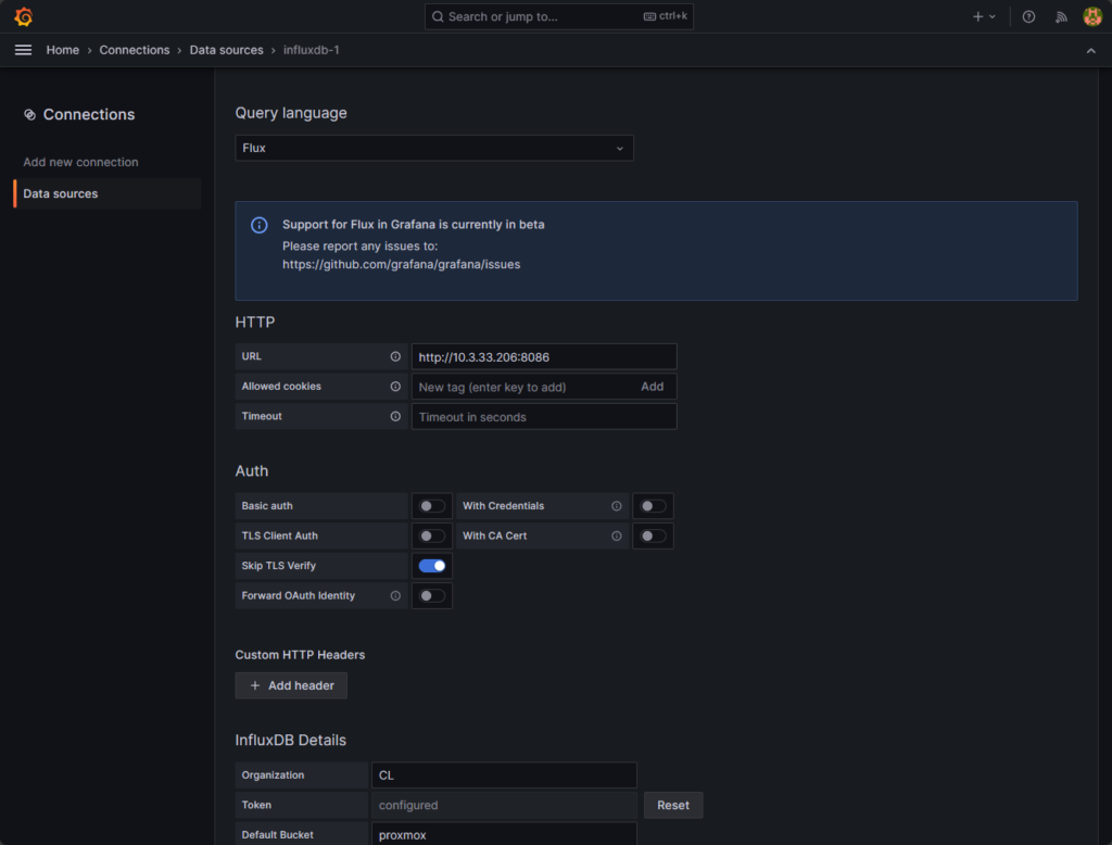 InfluxDB Grafana Docker-Compose Configuration: Proxmox Monitoring Example