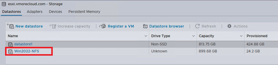 Configure NFS Storage for VMware ESXi Using Windows Server 2022