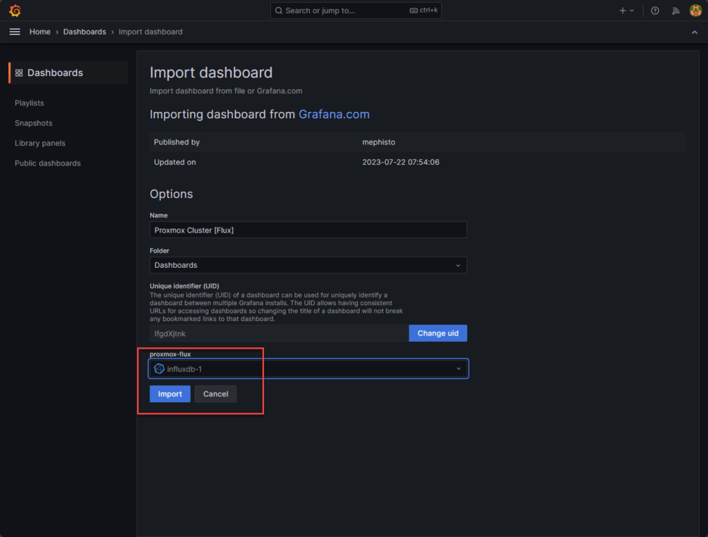 InfluxDB Grafana Docker-Compose Configuration: Proxmox Monitoring Example