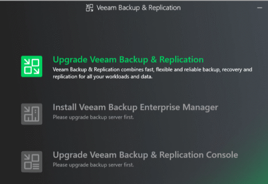 Veeam Backup and Replication Upgrade on Windows