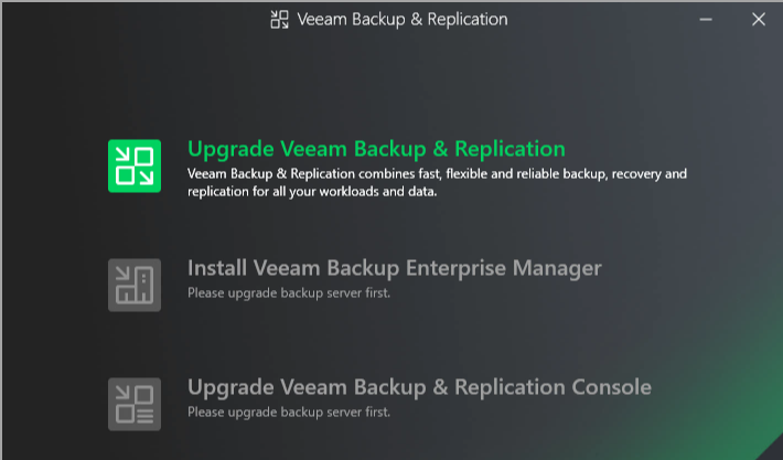 Veeam Backup and Replication Upgrade on Windows