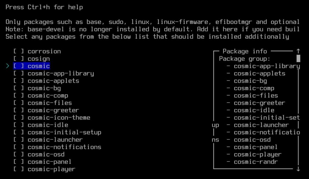 Archinstall 3.0.15 Brings COSMIC Desktop Support to Arch Linux Installation