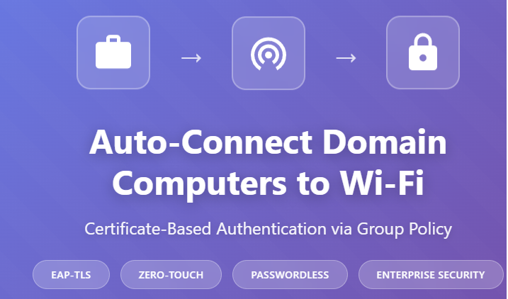 How to Auto-Connect Domain Computers to Enterprise Wi-Fi Without Passwords Using EAP-TLS Certificates and Group Policy 1 How to Auto-Connect Domain Computers to Enterprise Wi-Fi Without Passwords Using EAP-TLS Certificates and Group Policy