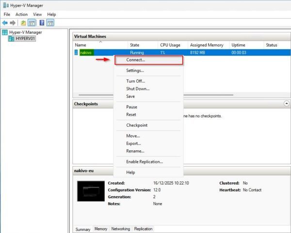 How to install Nakivo on Hyper-V