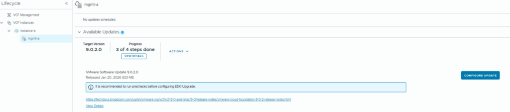 VCF 9.0.2 Upgrade/Patching Process