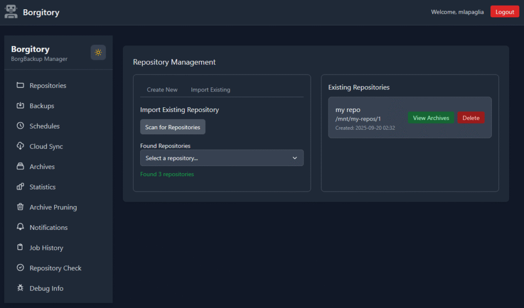 Borgitory – Web UI for managing BorgBackup 6 Borgitory – Web UI for managing BorgBackup