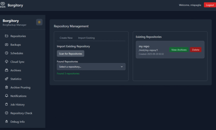 Borgitory – Web UI for managing BorgBackup 5 Borgitory – Web UI for managing BorgBackup