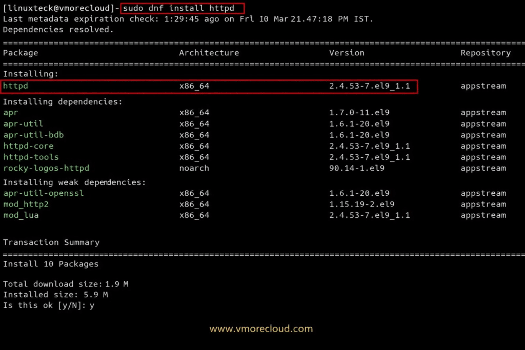 How to install Apache on Rocky Linux 10
