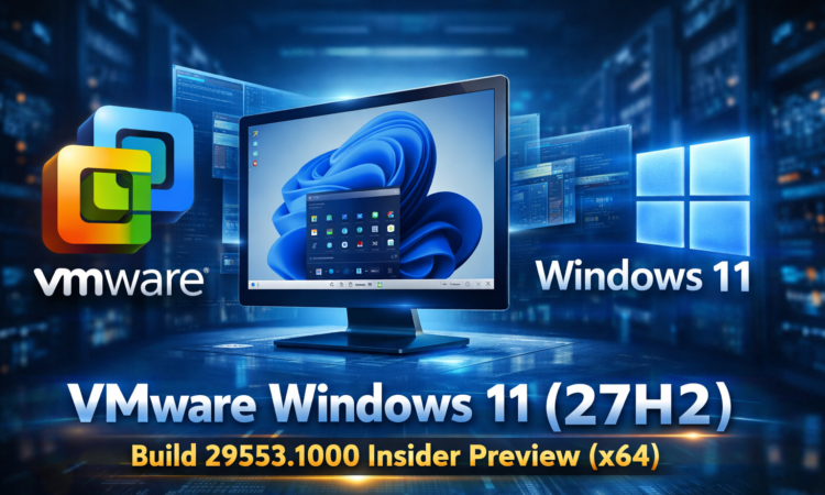 VMware Windows 11 (27H2) (x64) Build 29553.1000 Insider Preview 5 VMware Windows 11 (27H2) (x64) Build 29553.1000 Insider Preview