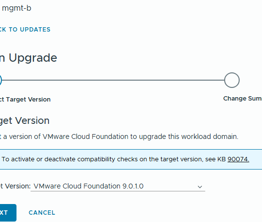 vSphere 8 to VCF 9 Upgrade Process