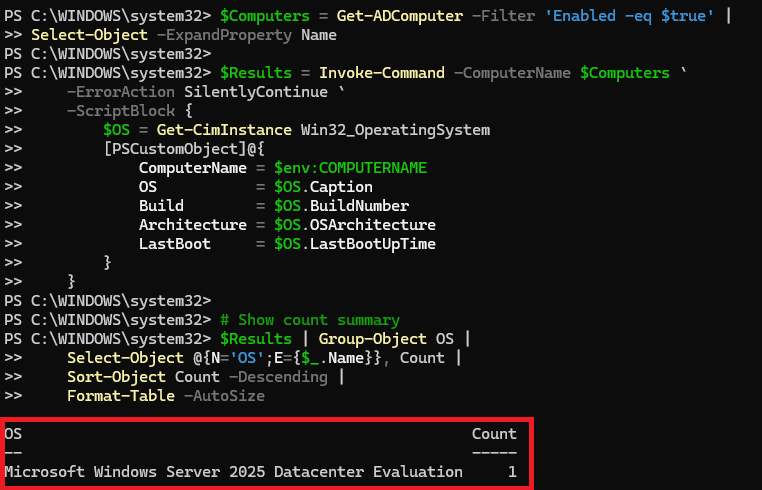 How To Get Windows Operating System Version Count Inventory Report From Domain Computers